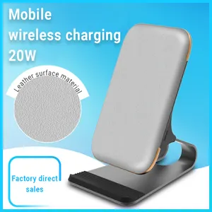 Support de chargement sans fil de bureau avec logo personnalisé Base de chargement rapide pour chargeur sans fil à double charge horizontale et verticale de 15W