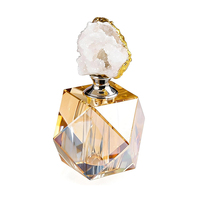 Flacons d'huile de parfum en cristal transparent K9 de qualité supérieure, pierre d'agate naturelle, 12 ml, rechargeables, vintage, pour aromathérapie