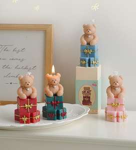 Ornamen Lilin Lucu Hadiah Kreatif Natal Hadiah Ulang Tahun Lilin Aromaterapi Beruang Impor Kustomisasi Lilin - Product Image 3