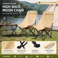 Fauteuil inclinable réglable à dossier haut, chaise de camping pliable à 3 niveaux en tissu Oxford pour l'extérieur, la plage, la pêche et le jardin