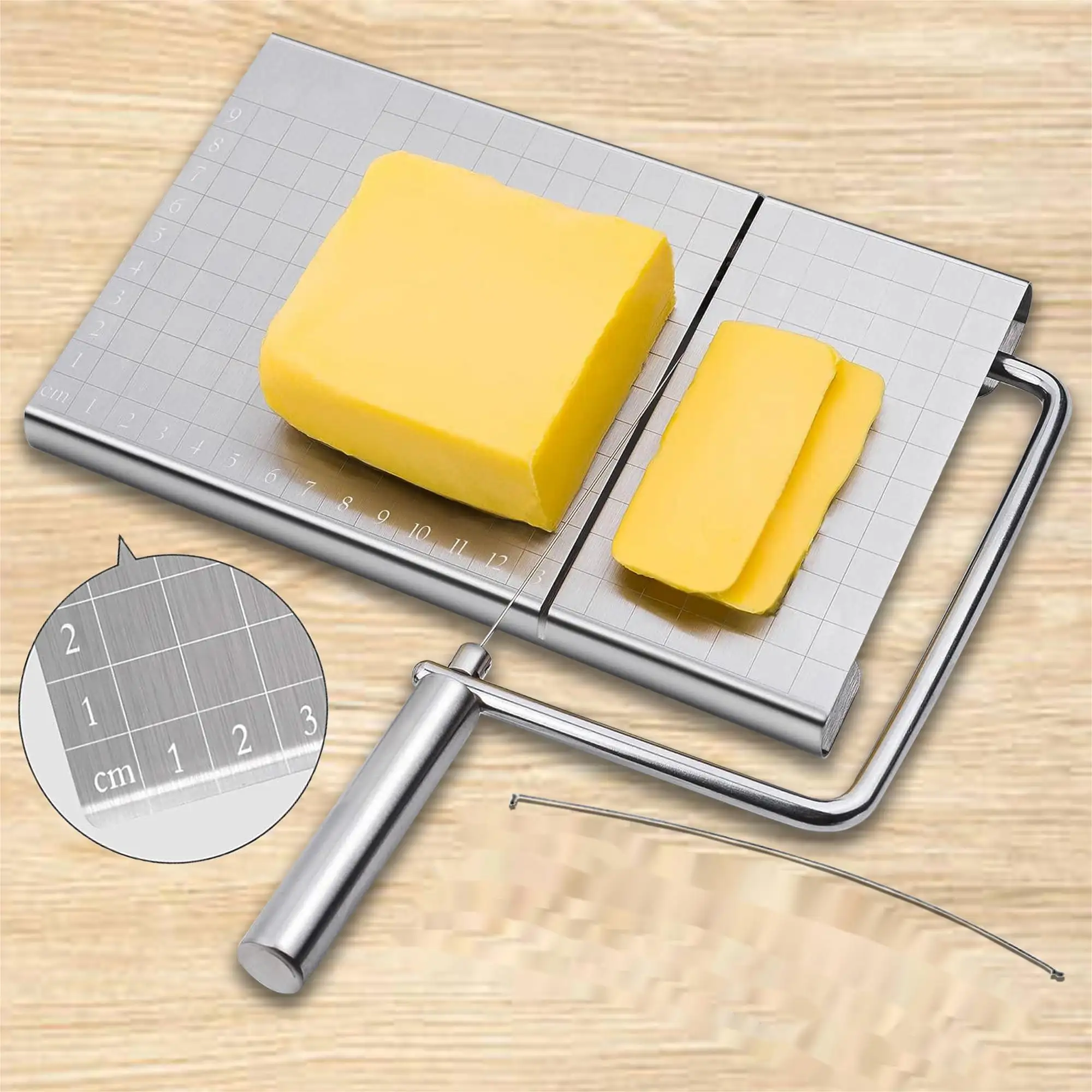 Kitchen Utensils Wire Cheese Cutter Cheese Line Cutting Board Replaceable Slicer Wires Stainless Steel Cheese Slicer