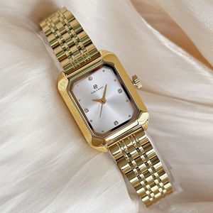Gold small dial lady's square steel <b>bracelet</b> watch - luxurious and simple watch with rhinestone surface - Product Image 3