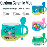 Mug en céramique de petite capacité avec cuillère, cadeau promotionnel personnalisé avec logo, souvenir de voyage, tasse à café pour cadeau
