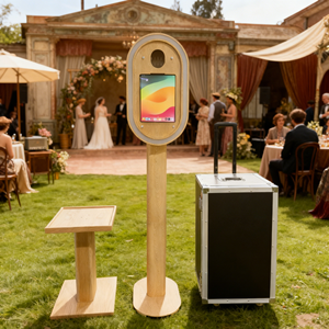 บูธถ่ายรูป <span class=keywords><strong>iPad</strong></span> <span class=keywords><strong>รุ่น</strong></span>ใหม่<span class=keywords><strong>ล่าสุด</strong></span> สไตล์ลายไม้ ทำจากโลหะ พร้อมหูหิ้วแบบดึงออกได้ และกระเป๋าเดินทาง - Product Image 1