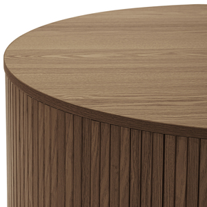 Directo de fábrica Mesa de centro de <span class=keywords><strong>puerta</strong></span> de tambor estriado deslizante redonda lisa en nogal con gran espacio de almacenamiento - Product Image 5