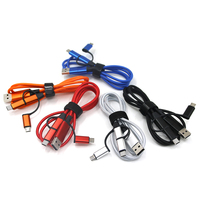 Cable de Carga Rápida Multifuncional 5 en 1 con Trenzado de Nailon, USB-A/Tipo-C/8 Pines/Micro USB 2.4A para Teléfono Móvil y Computadora, Precio de Fábrica