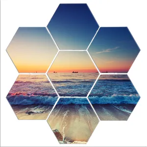 Factory Direct Sales 7 Hexagonal Oil Natural Scenery Painting Canvas Art Prints Home Decoration Decorative Wall Paintings