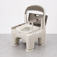 Chaise de toilette portable en plastique à hauteur réglable avec accoudoirs, rehausseur de siège, transformable en position accroupie, mobile, pour chevet, style classique, personnalisable