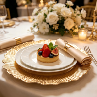 LIYH 24 Assiettes de Présentation Modernes en Plastique Doré Robuste Sans BPA pour Décoration de Dîner de Mariage