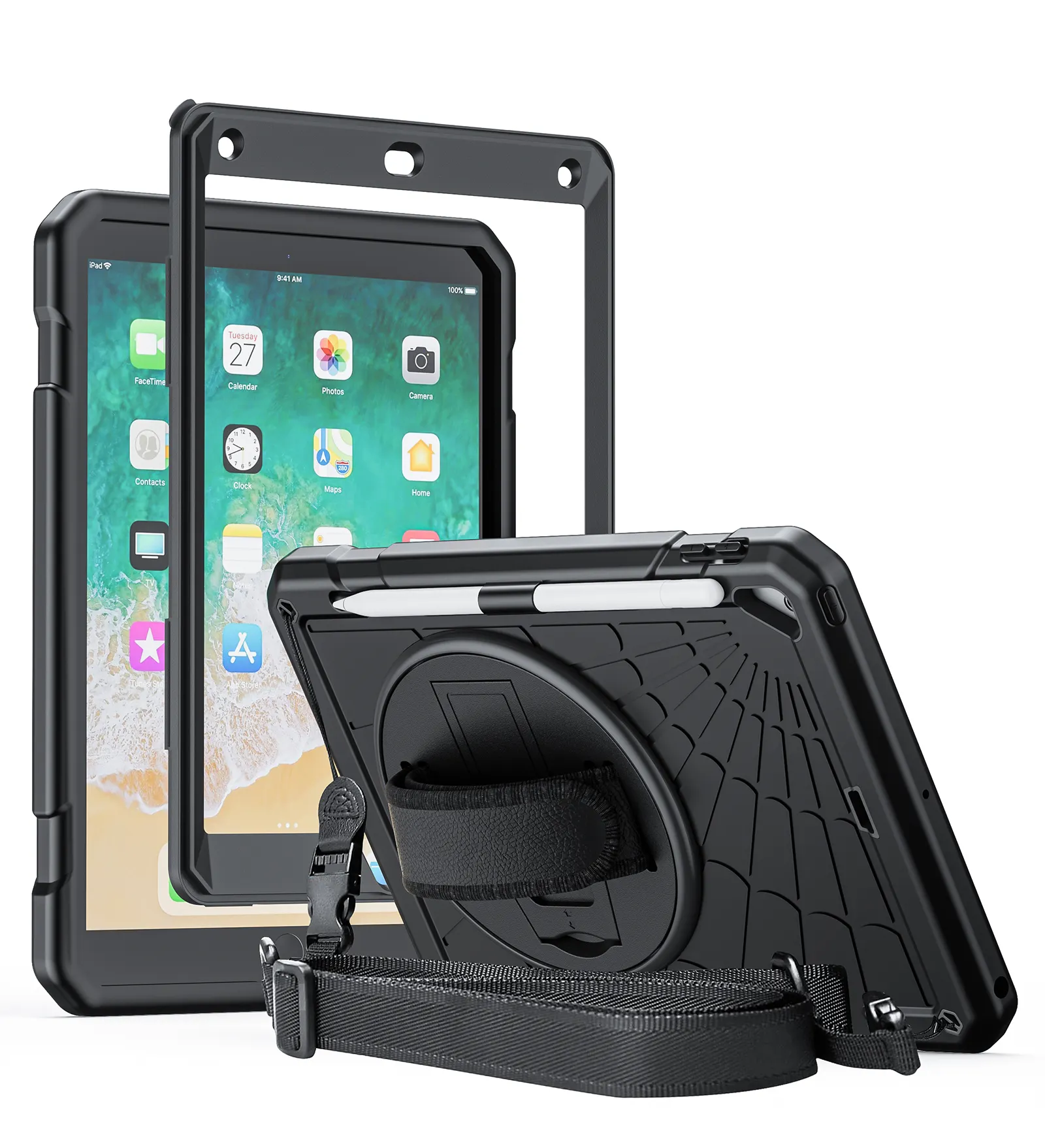 Screen Protector Detachable Kickstand Shockproof Silicone Pc Hybrid Rugged 9.7 Inch Tablet Case For Ipad 5 6 air pro Back Cover