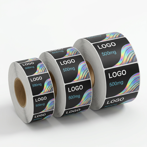 Etiquetas Autoadhesivas con Logotipo Personalizado, Base Negra, Ondas Holográficas Arcoíris, para Viales de Péptidos, Vidrio, Xilin, Embalaje de Muestras de Investigación - Product Image 3