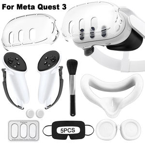 7-1 <span class=keywords><strong>VR</strong></span> Accessoires <span class=keywords><strong>PC</strong></span> Hard Shell Silicone Cover Set pour Meta Quest 3 <span class=keywords><strong>PC</strong></span> Headset Case Soft Silicone Face Mask Controller Covers 3 - Product Image 5