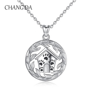 925 plata esterlina pet memorial casa perro <span class=keywords><strong>cachorro</strong></span> gato impresión de la pata colgante - Product Image 1