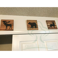 Ensemble de 3 décors de cabane en bois avec ours, cerf et orignal-cadeaux de cabane rustique boisée décoration murale de chasse pour la maison, le salon