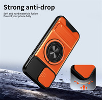 Pour Apple iPhone 18 Pro Max/18 Pro, coque de téléphone portable 2 en 1 avec anneau métallique antichoc, béquille et protection coulissante de l'objectif