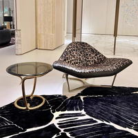 Fauteuil nordique à structure métallique de luxe, meubles de villa Chaise longue triangle léopard
