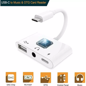 <span class=keywords><strong>Adaptateur</strong></span> USB 3.1 Type C vers Type C de haute qualité 3 en 1 pour la charge / l'audio 3,5 mm / l'<span class=keywords><strong>adaptateur</strong></span> casque USB, station d'accueil USB C - Product Image 5