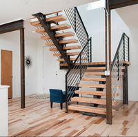 Fournisseur direct d'usine, escalier droit complet en acier, kit d'escalier droit sur mesure, hauteur et largeur personnalisées