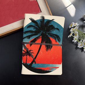 Carnet A6 fait à la main Cadeau élégant pour les chefs de département Idéal pour la coordination entre les équipes et la planification budgétaire avec des palmiers - Product Image 2