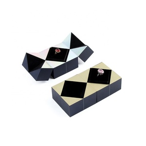 Creative square Navy Blue Ring Jewelry <b>Box</b> with My logo <b>Magic</b> Cube Ring <b>Boxe</b> Creative Shape - Product Image 2