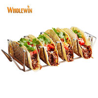 Ensemble de porte-tacos multi-usages en acier inoxydable Grille en maille pour le service et le barbecue en plein air