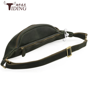 Riñonera de Cuero Genuino para Hombre Tiding, Color Verde Crazy Horse, Duradera, Informal, para Exteriores - Product Image 4