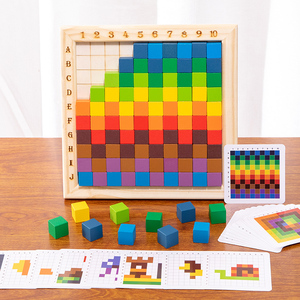 2025 Montessori Classic Wood Puzzle Cube Ten Color Counting Building Blocks for Primary School Kids Educational Toys Learning - Product Image 2