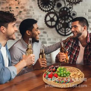 Plateau de service en bois avec sections divisées pour les collations, les fruits et les bonbons, utilisation domestique, design rotatif, matériau en bambou - Product Image 1