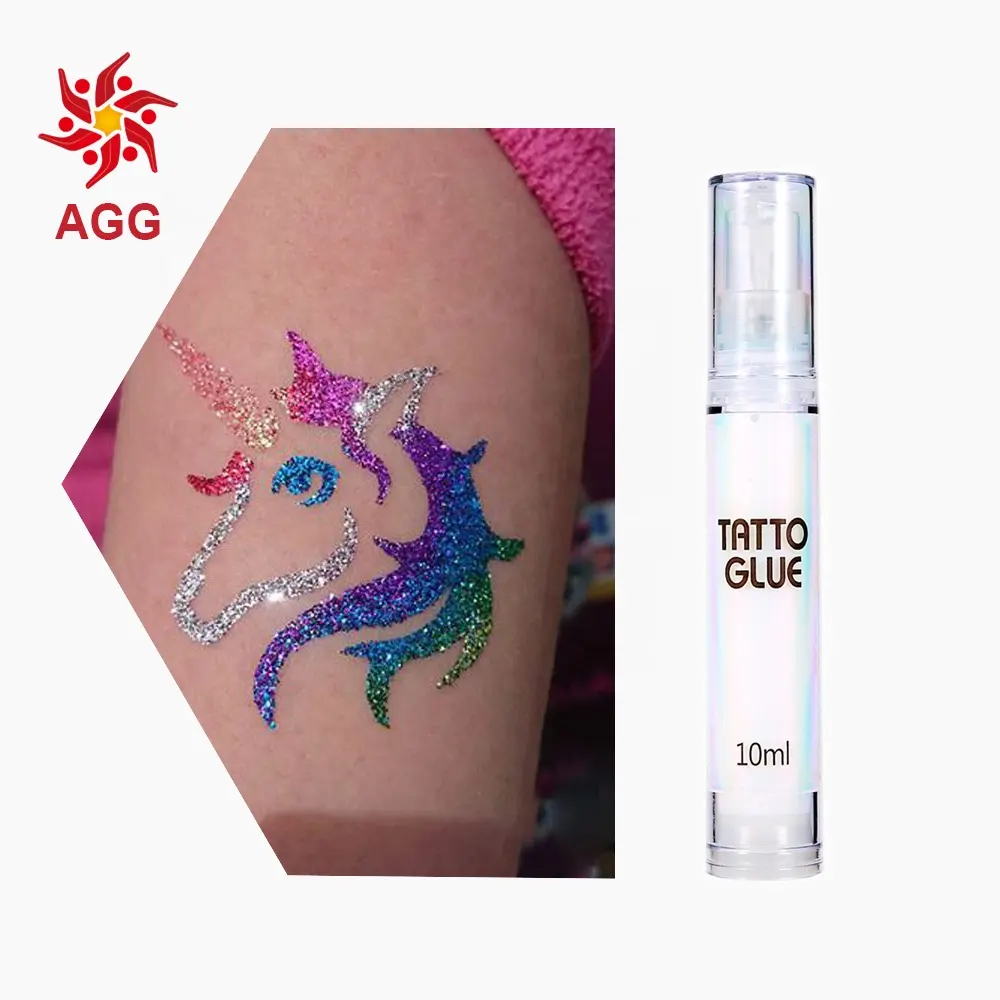 Cola de tatuagem com glitter durável, à base de água, não-tóxico, de longa duração, durável, cola de tatuagem/cola corporal