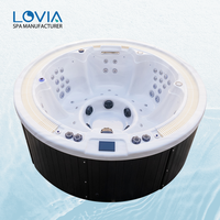LOVIA Baignoire Balboa populaire et très demandée, Jacuzzi Hydromassage, Spa Whirlpool, Baignoire à bulles écoénergétique pour 5 personnes, ronde, pour l'extérieur