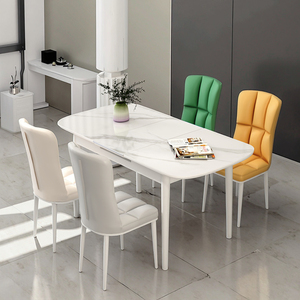 Kem Phong Cách Trắng Bóng Ban Đá Mở Rộng Bàn Ăn Ghế Đặt Đơn Giản Gấp Chức Năng Cho Căn Hộ Nhỏ Đồ Nội Thất Nhà - Product Image 3