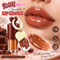 Porte-clés Crème Glacée au Chocolat, Huile à Lèvres Hydratante, Gloss à Lèvres, Boîte de Présentation 12 Pièces, Vente en Gros, OEM