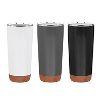Mug à café isotherme en acier inoxydable 16oz, finition mate nordique, avec logo personnalisé, isolation en bois et bouchon en liège, durable, pour cadeaux d'affaires, avec paille