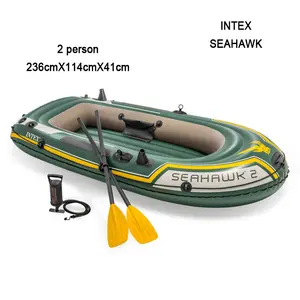INTEX SEAHAWK 2 kişi şişme bot balıkçılık sal aksesuarı kürek pompası bot 3 hava odası güçlü vinil su sporları pvc tekne