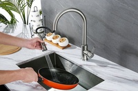 Robinet de cuisine intelligent à capteur tactile en acier inoxydable, design moderne, à poser sur plan, avec douchette extractible