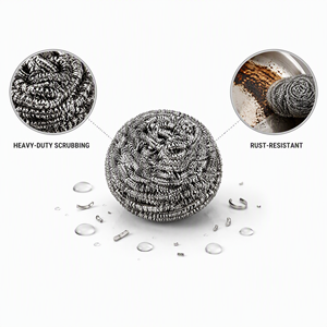 Éponges de nettoyage innovantes en laine d'acier, éponges à récurer en fil métallique, éponges robustes en acier inoxydable argenté pour usage en cuisine, en vrac - Product Image 3