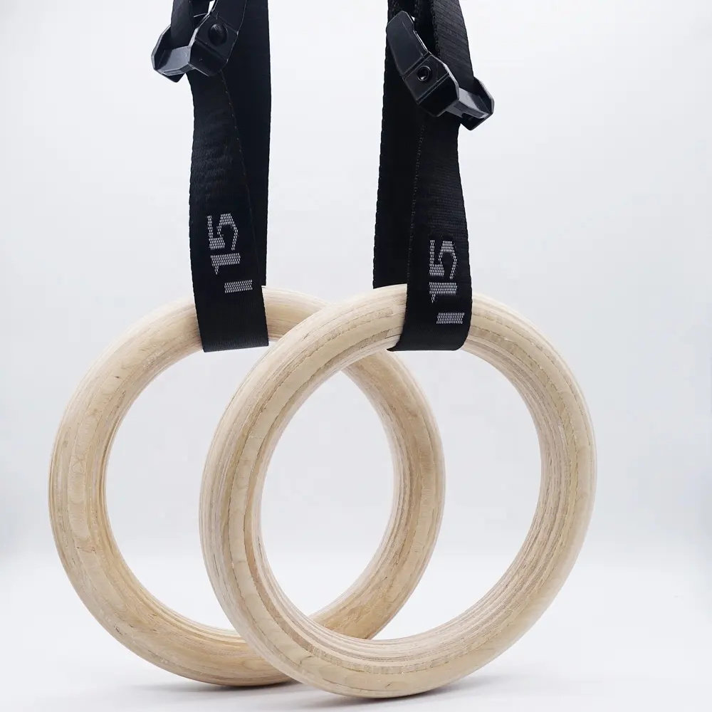 Лидер продаж ROLA лучшее качество деревянное гимнастическое кольцо с нейлоновыми ремешками для тренажерного зала