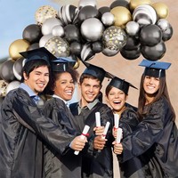 Kit de 97 ballons noirs et dorés pour guirlande d'arche, idéal pour la décoration de fond de mariage, d'anniversaire et de fête de remise des diplômes