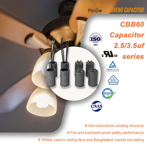 Bangladesh Quạt trần AC động cơ bắt đầu Tụ nhôm trường hợp pins loại 2.5/3.5UF cbb60 tụ điện - Product Image 3