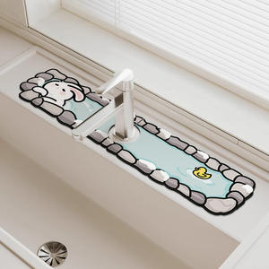 Tapis de robinet antidérapant en fibre de polyester, motif chiot fantaisie, pour évier de cuisine - Product Image 3