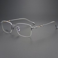 Monture de lunettes demi-cerclée en titane pur et corne de buffle, sensation premium, design unisexe, compatible