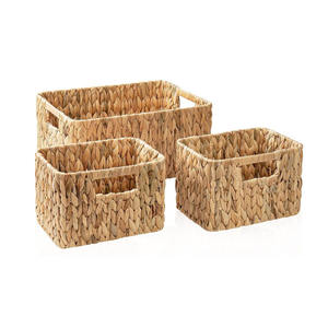 Cestas de Almacenamiento de Jacinto de Agua Natural para Organizar, Cestas Decorativas Tejidas con Asas para Transportar - Product Image 1