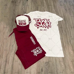 Ensemble de survêtement streetwear d'été personnalisé avec logo pour homme, t-shirt et short, tenue décontractée en coton, ensemble deux pièces pour homme - Product Image 6