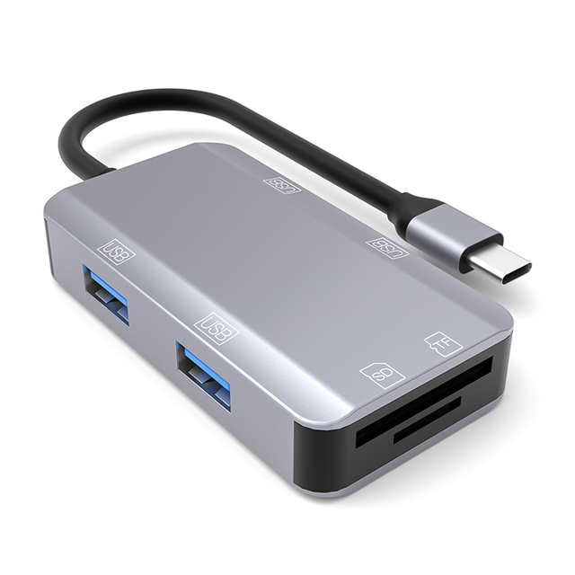 6 Port USB C Hub USB 3.0 USB 2.0*3 SD TF Ports 6 in 1 Type C Hub Switcher Dock