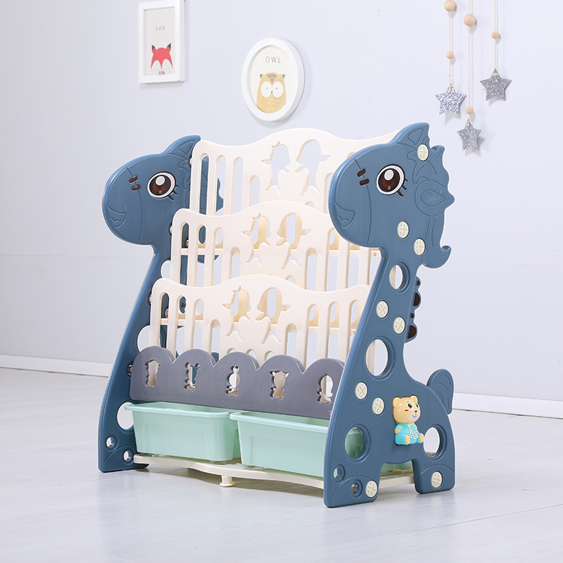Bibliothèque bleue de dragon de Quatre-couche avec le cadre