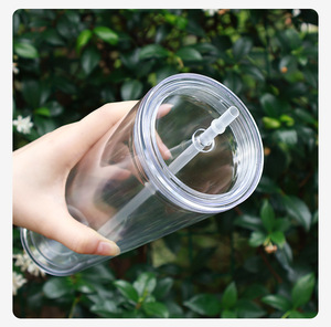 Ingrosso a doppia parete 24oz plastica acrilica per regalo in bianco Snowglobe Tumbler con coperchi - Product Image 5