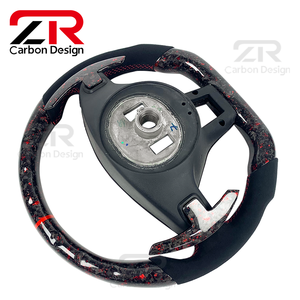 Intérieur de voiture amélioré pour Mercedes Benz W204 <span class=keywords><strong>AMG</strong></span>, volant en cuir véritable personnalisé en fibre de carbone forgée avec palettes de changement de vitesse - Product Image 6