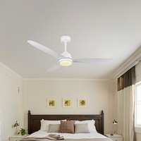 Ventilateur de Plafond LED Moderne en Plastique ABS 22W Lumière Blanc Mat Lustre à Vent Naturel Intérieur Télécommande Electrique Ménage