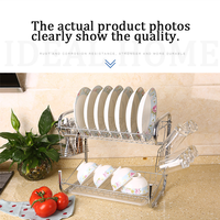 Égouttoir à vaisselle classique à 2 niveaux en acier inoxydable avec porte-tasses et support à vaisselle pour comptoir de cuisine, argenté