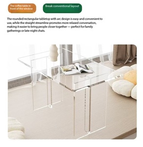 Mesa de Centro Minimalista de Acrílico Colorido, Mesa Transparente para Ventanal con Esquinas Redondeadas para Sala de Estar - Product Image 4